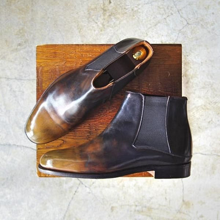 極上★(伊)ジンターラ SIZE 39【★サイドゴアブーツ/パティーヌ/薄茶〜黒】カーフ/ZINTALA/シルバノ・ラッタンジ/Lattanzi★d156