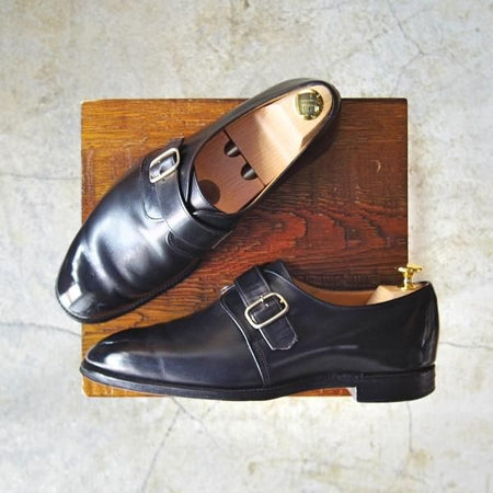 ★(英国製)G.RODSON/テクニック社製 SIZE 7【貴重★旧ジーロッドソン/ジェラールセネ/BOSTON】モンクストラップ/黒/カーフ★d157