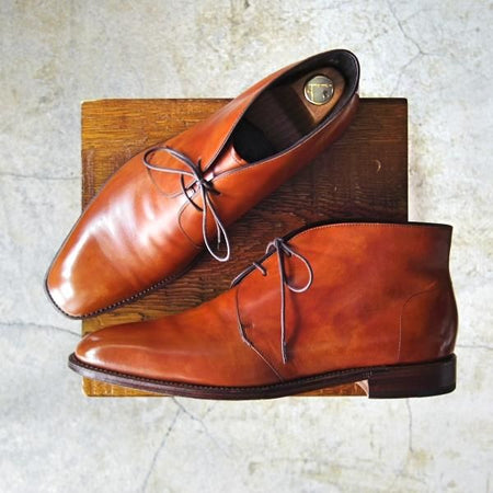 美品★シェットランドフォックス SIZE 8.5【定価￥58,320-★ブリストルシリーズ/チャッカブーツ/009F SF】カーフ/茶/Shetlandfox★d158