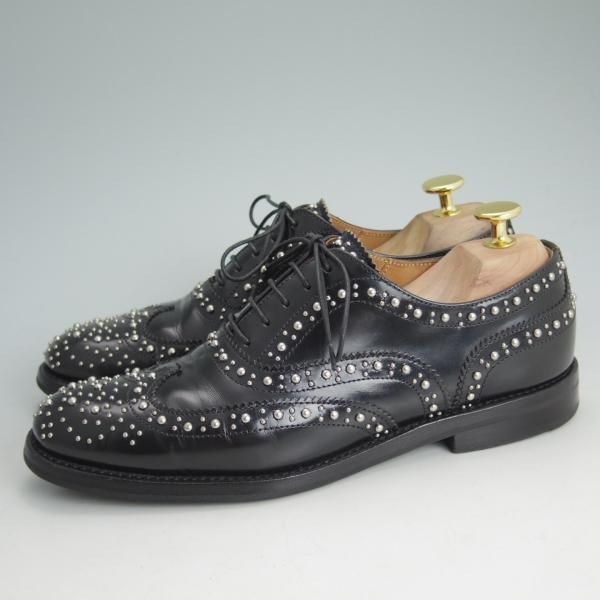 ★チャーチ(レディース) SIZE 37【定価￥103,680★バーウッド/BURWOOD MET/スタッズ】ポリッシュドバインダーカーフ/フルブローグ/黒/Church's★d162