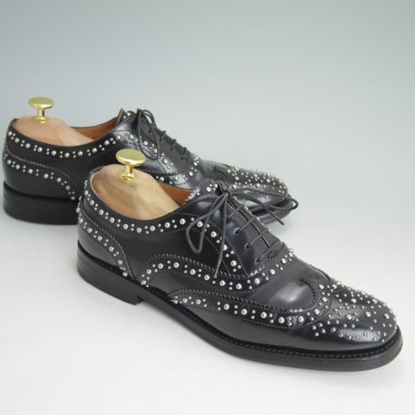 ★チャーチ(レディース) SIZE 37【定価￥103,680★バーウッド/BURWOOD MET/スタッズ】ポリッシュドバインダーカーフ/フルブローグ/黒/Church's★d162