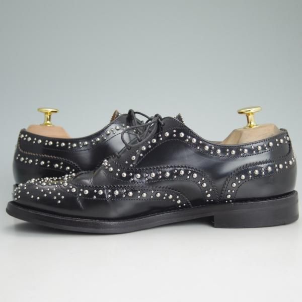 ★チャーチ(レディース) SIZE 37【定価￥103,680★バーウッド/BURWOOD MET/スタッズ】ポリッシュドバインダーカーフ/フルブローグ/黒/Church's★d162
