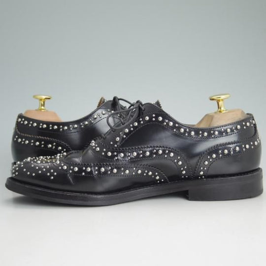 ★チャーチ(レディース) SIZE 37【定価￥103,680★バーウッド/BURWOOD MET/スタッズ】ポリッシュドバインダーカーフ/フルブローグ/黒/Church's★d162