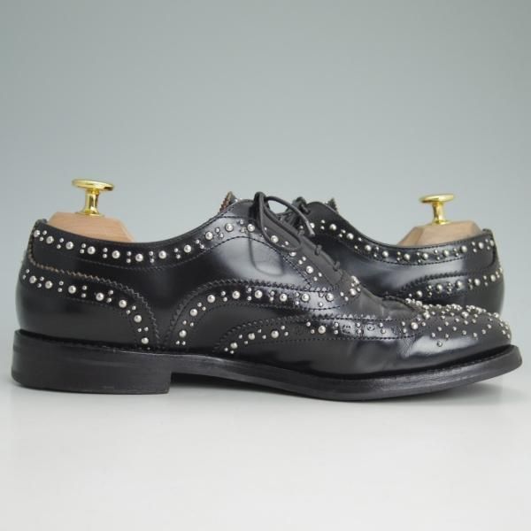 ★チャーチ(レディース) SIZE 37【定価￥103,680★バーウッド/BURWOOD MET/スタッズ】ポリッシュドバインダーカーフ/フルブローグ/黒/Church's★d162