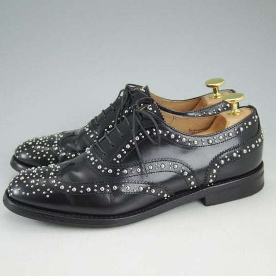 ★チャーチ(レディース) SIZE 37.5【★バーウッド/BURWOOD MET/スタッズ】ポリッシュドバインダーカーフ/フルブローグ/黒/Church's★d164