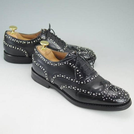 ★チャーチ(レディース) SIZE 37.5【★バーウッド/BURWOOD MET/スタッズ】ポリッシュドバインダーカーフ/フルブローグ/黒/Church's★d164