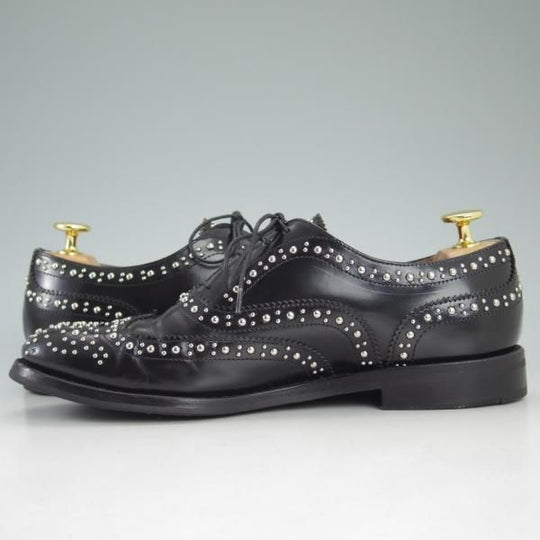 ★チャーチ(レディース) SIZE 37.5【★バーウッド/BURWOOD MET/スタッズ】ポリッシュドバインダーカーフ/フルブローグ/黒/Church's★d164