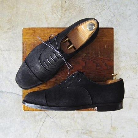 極上★チャーチ 70F/UK7【貴重★旧チャーチ/73ラスト/ASQUITH/アスキス】スエード/ストレートチップ/4都市ロゴ/黒/メンズ/Church's★d168