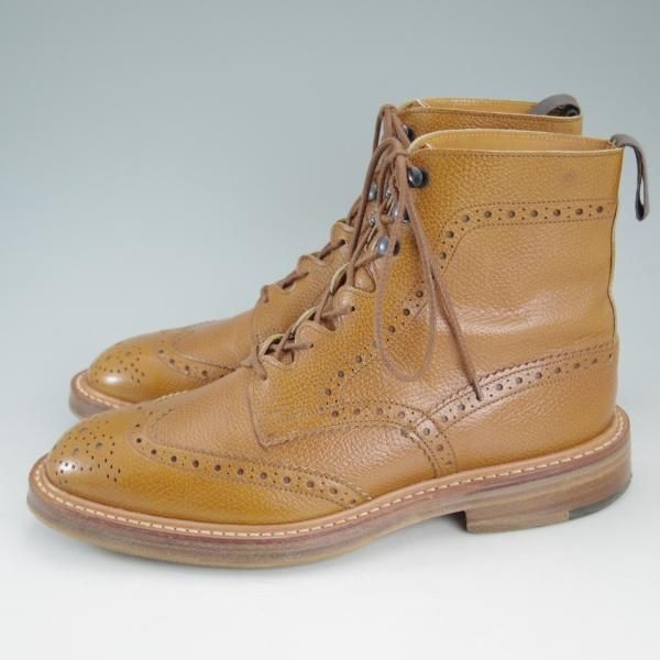 美品★トリッカーズ SIZE 7.5【貴重★ギリーブーツ/M6890】カントリーブーツ/薄茶/フルブローグ/グレインレザー/メンズ/Tricker's★d171