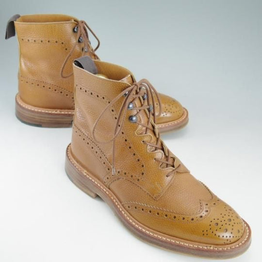 美品★トリッカーズ SIZE 7.5【貴重★ギリーブーツ/M6890】カントリーブーツ/薄茶/フルブローグ/グレインレザー/メンズ/Tricker's★d171