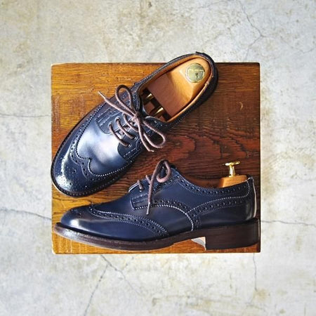 美品★トリッカーズ(レディース) SIZE 4【★バートン/BOURTON/ネイビー】L5633/カントリー短靴/アニリンカーフ/Tricker's★d173