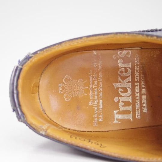 美品★トリッカーズ(レディース) SIZE 4【★バートン/BOURTON/ネイビー】L5633/カントリー短靴/アニリンカーフ/Tricker's★d173