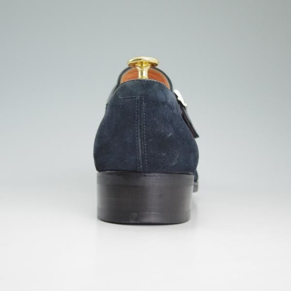 極上★(伊)サントーニ SIZE 7.5【伊勢丹取扱い★ネイビー色/ダブルモンク】7508/スエード/紺/メンズ/Santoni★d190