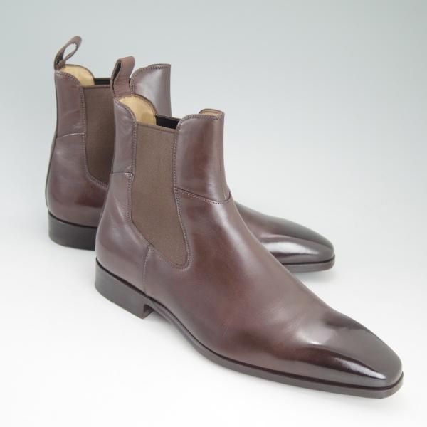 美品★(伊)サントーニ SIZE 5【定価10万円程度★サイドゴアブーツ/7595】カーフ/濃茶/メンズ/Santoni★d191