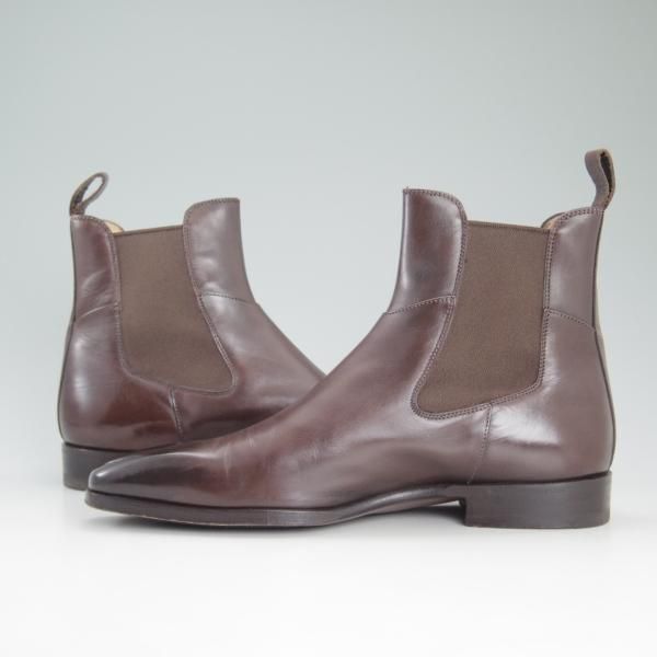 美品★(伊)サントーニ SIZE 5【定価10万円程度★サイドゴアブーツ/7595】カーフ/濃茶/メンズ/Santoni★d191