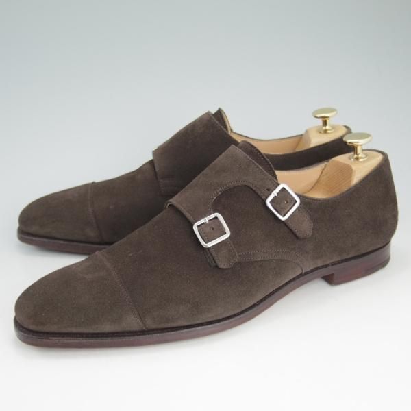 極上★クロケット&ジョーンズ 8.5E【★ラウンズ/LOWNDES】ダブルモンク/348ラスト/濃茶/スエード/メンズ/Crockett&Jones★d195