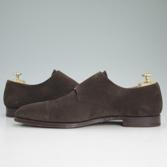 極上★クロケット&ジョーンズ 8.5E【★ラウンズ/LOWNDES】ダブルモンク/348ラスト/濃茶/スエード/メンズ/Crockett&Jones★d195