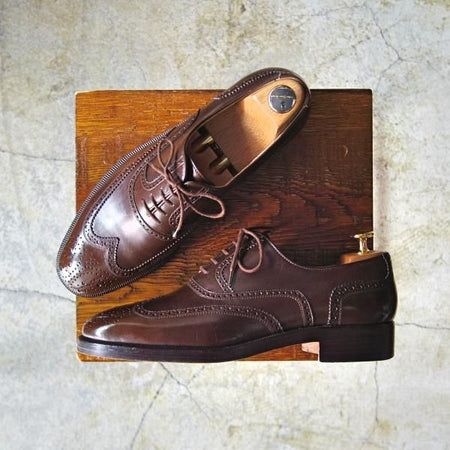 美品★(伊)タニノクリスチー SIZE 6【定価10万円以上★フルブローグ】103882/カーフ/メンズ/濃茶/TANINO CRISCI★d211