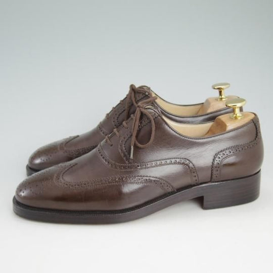 美品★(伊)タニノクリスチー SIZE 6【定価10万円以上★フルブローグ】103882/カーフ/メンズ/濃茶/TANINO CRISCI★d211