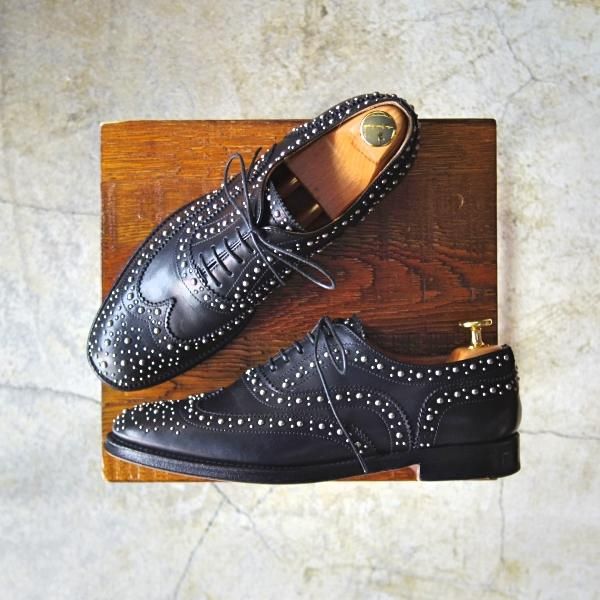 極上★チャーチ(レディース) SIZE 37.5【貴重★カーフ仕様のバーウッド/スタッズ/BURWOOD MET 2】黒/フルブローグ/Church's★d213