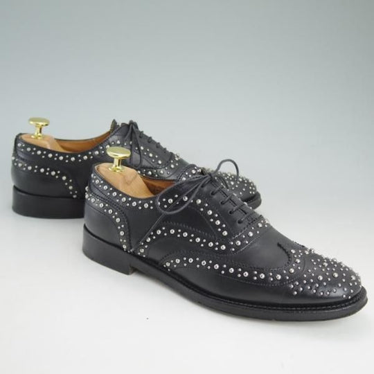 極上★チャーチ(レディース) SIZE 37.5【貴重★カーフ仕様のバーウッド/スタッズ/BURWOOD MET 2】黒/フルブローグ/Church's★d213
