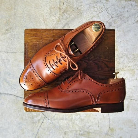 美品★チャーチ 75G/UK7.5【貴重★旧チャーチのディプロマット/DIPLOMAT/73ラスト】サンダルウッド/カーフ/セミブローグ/Church's★d217