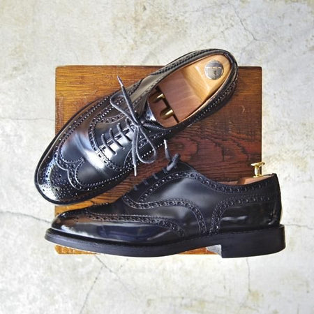 美品★チャーチ 75F/UK7.5【ダイナイトソール仕様★バーウッド/BURWOOD】81ラスト/ポリッシュドバインダーカーフ/黒/メンズ/Church's★d218