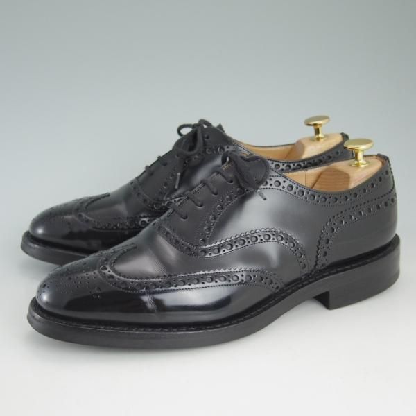 美品★チャーチ 75F/UK7.5【ダイナイトソール仕様★バーウッド/BURWOOD】81ラスト/ポリッシュドバインダーカーフ/黒/メンズ/Church's★d218