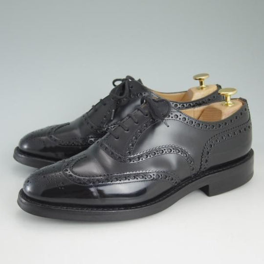 美品★チャーチ 75F/UK7.5【ダイナイトソール仕様★バーウッド/BURWOOD】81ラスト/ポリッシュドバインダーカーフ/黒/メンズ/Church's★d218