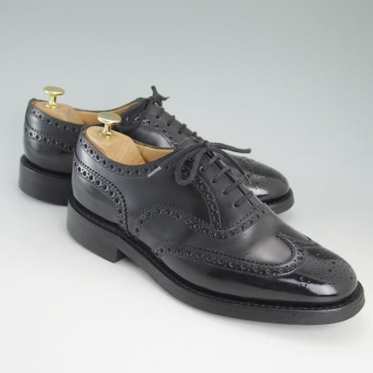 美品★チャーチ 75F/UK7.5【ダイナイトソール仕様★バーウッド/BURWOOD】81ラスト/ポリッシュドバインダーカーフ/黒/メンズ/Church's★d218