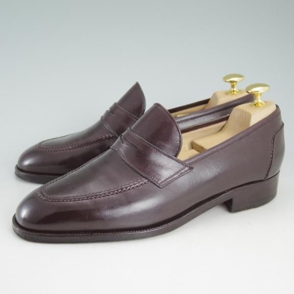 極上★(伊)タニノクリスチー SIZE 5【定価10万円以上★コインローファー】123165/カーフ/赤茶/スリッポン/メンズ/TANINO CRISCI★d228