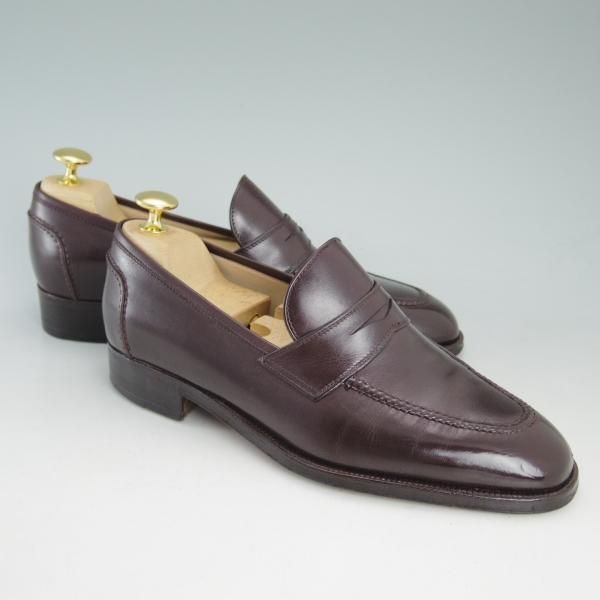 極上★(伊)タニノクリスチー SIZE 5【定価10万円以上★コインローファー】123165/カーフ/赤茶/スリッポン/メンズ/TANINO CRISCI★d228