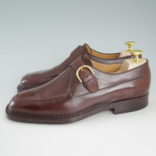 美品★(伊)タニノクリスチー SIZE 5.5【高額★ノルベジェーゼ製法】モンクストラップ/126506/カーフ/茶/メンズ/TANINO CRISCI★d230