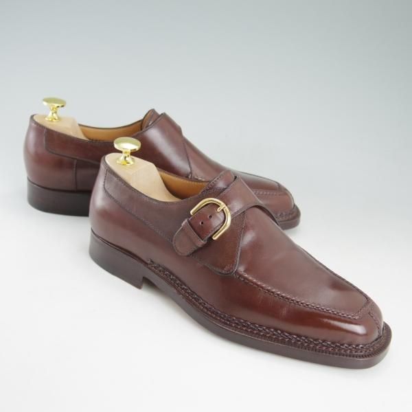 美品★(伊)タニノクリスチー SIZE 5.5【高額★ノルベジェーゼ製法】モンクストラップ/126506/カーフ/茶/メンズ/TANINO CRISCI★d230