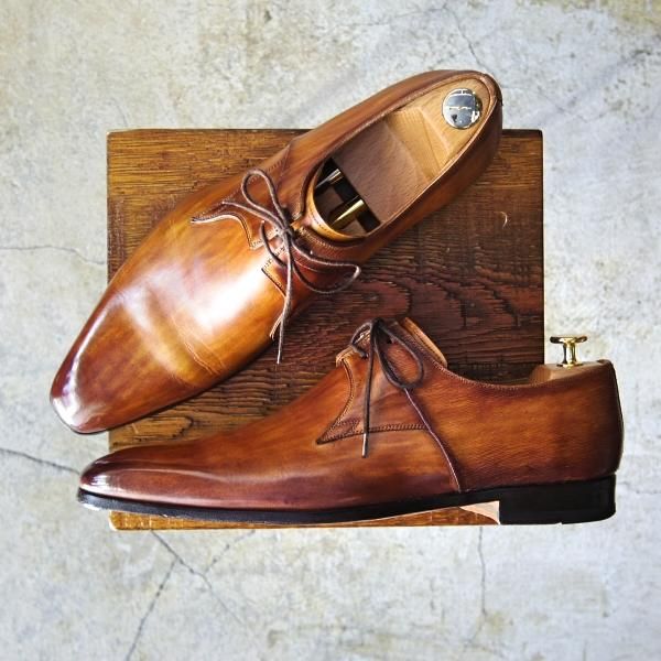 極美品★(スペイン製)マグナーニ 43【★ボロネーゼ製法/プレーントゥ/コンビ仕様】茶/カーフ/メンズ/MAGNANNI★d236