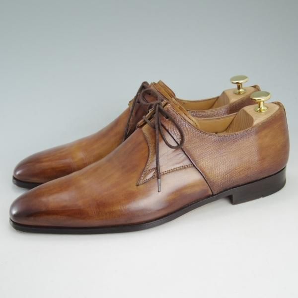 極美品★(スペイン製)マグナーニ 43【★ボロネーゼ製法/プレーントゥ/コンビ仕様】茶/カーフ/メンズ/MAGNANNI★d236