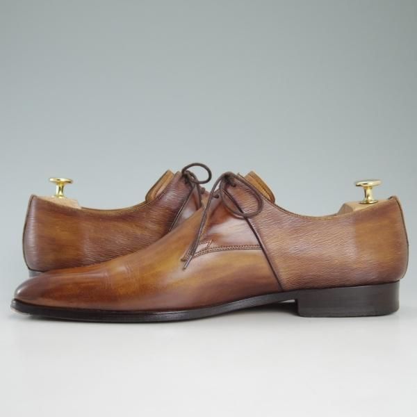 極美品★(スペイン製)マグナーニ 43【★ボロネーゼ製法/プレーントゥ/コンビ仕様】茶/カーフ/メンズ/MAGNANNI★d236