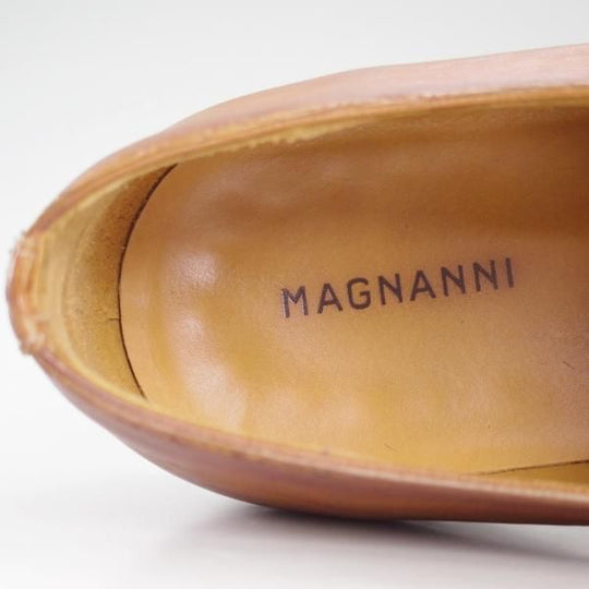 極美品★(スペイン製)マグナーニ 43【★ボロネーゼ製法/プレーントゥ/コンビ仕様】茶/カーフ/メンズ/MAGNANNI★d236