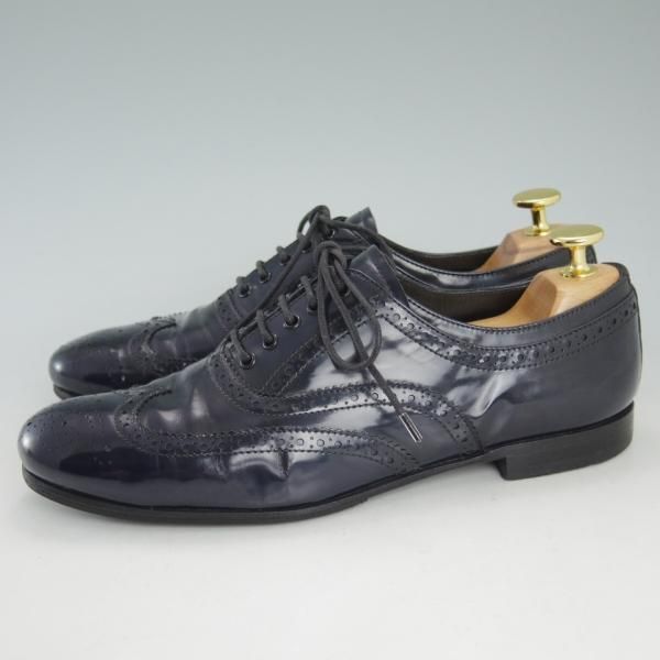 極上★プラダ(レディース) SIZE 37【★ウイングチップ/濃紺/ネイビー】フルブローグ/靴/シューズ/PRADA★d239
