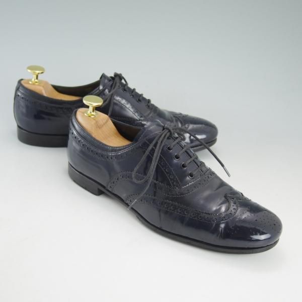 極上★プラダ(レディース) SIZE 37【★ウイングチップ/濃紺/ネイビー】フルブローグ/靴/シューズ/PRADA★d239