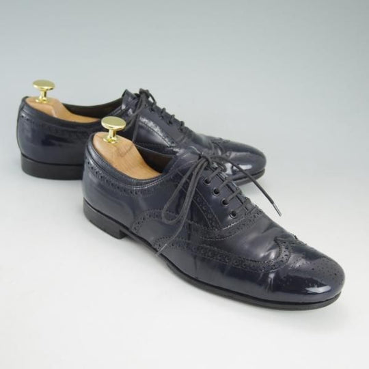 極上★プラダ(レディース) SIZE 37【★ウイングチップ/濃紺/ネイビー】フルブローグ/靴/シューズ/PRADA★d239