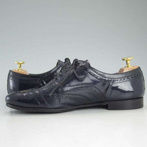 極上★プラダ(レディース) SIZE 37【★ウイングチップ/濃紺/ネイビー】フルブローグ/靴/シューズ/PRADA★d239