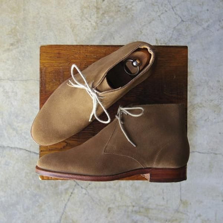 極美品★クロケット&ジョーンズ 5E【★ビームスF別注/BEAMS F】BAYSWATER/チャッカブーツ/薄茶/スエード/メンズ/Crockett&Jones★d255