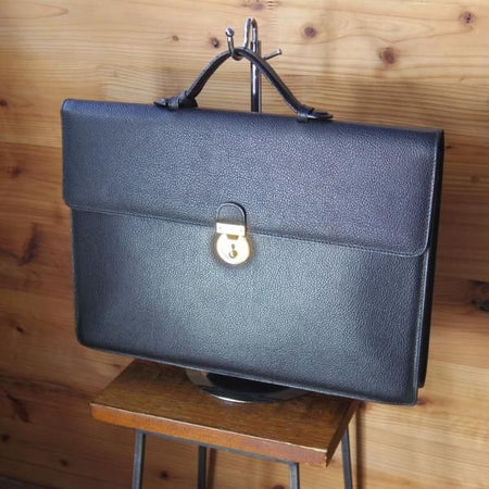 極上★(伊)サルヴァトーレ・フェラガモ/Ferragamo【★レザー ブリーフケース】黒/メンズ ビジネス バッグ/Salvatore★N5301