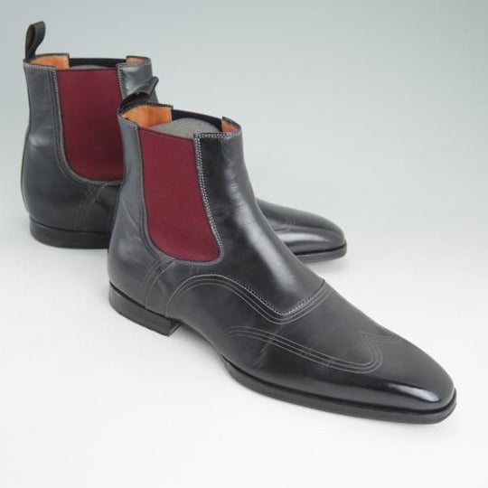 美品★(伊)サントーニ SIZE 5【定価10万円程度★サイドゴアブーツ】カーフ/黒/メンズ/Santoni★d256