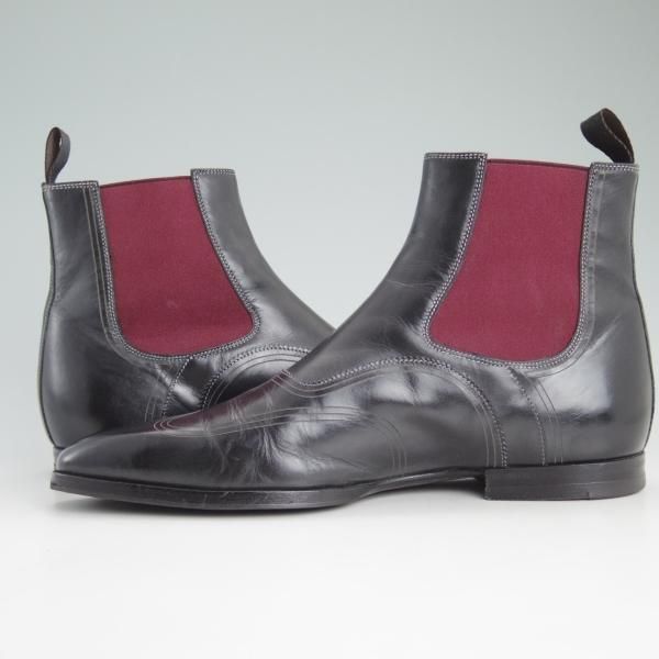 美品★(伊)サントーニ SIZE 5【定価10万円程度★サイドゴアブーツ】カーフ/黒/メンズ/Santoni★d256