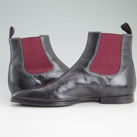 美品★(伊)サントーニ SIZE 5【定価10万円程度★サイドゴアブーツ】カーフ/黒/メンズ/Santoni★d256