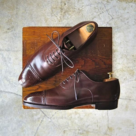 ★(仏)オーベルシー SIZE 6【定価15万円以上★セミブローグ】カーフ/茶/メンズ/AUBERCY★d258