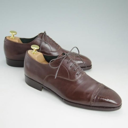 ★(仏)オーベルシー SIZE 6【定価15万円以上★セミブローグ】カーフ/茶/メンズ/AUBERCY★d258