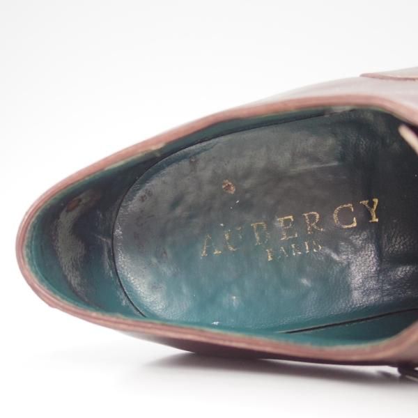 Aubercy/オーベルシー ローファー スエード ネイビー 6 ☆(仏)オーベルシー SIZE 6【定価15万円以上☆セミブローグ】カーフ/茶